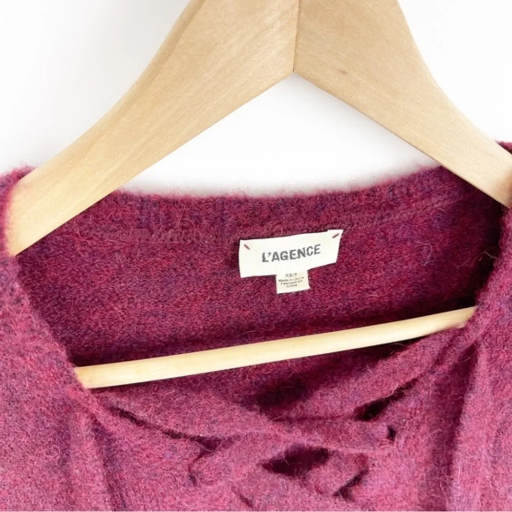 L’AGENCE Candela Lace Up Bell Sleeve Maroon Sweater Size Extra Small